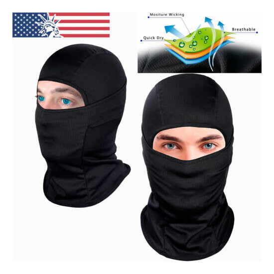 Black Balaclava Ski Masks Cooling Helmet Liner Face Mask UV Protection Neck Hood image {1}