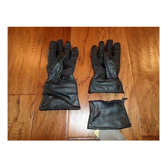 NEW LEATHER MOTORCYCLE GLOVES FLEECE LINED X LONG WITH ZIP AWAY GAUNTLET XXL  image {2}