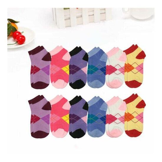 Lot 6 12Pairs Kids Crew Ankle Socks Toddler Boy Girl Casual Multi Color Size 0-8 image {3}