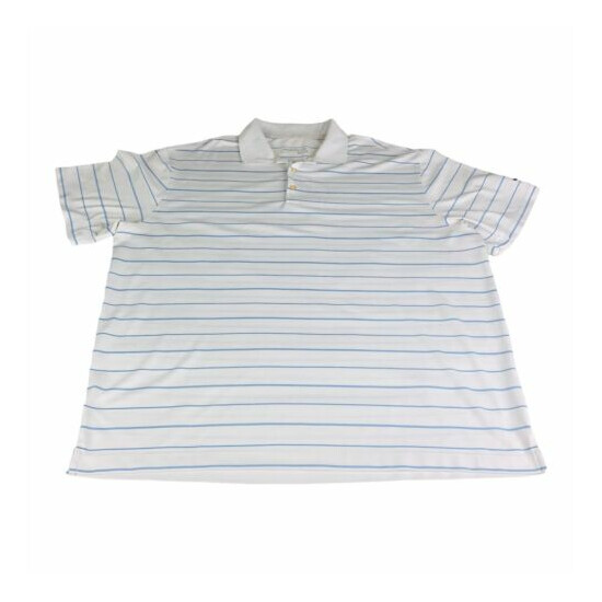 NIKE GOLF Dri-Fit Athletic Polo Shirt MEN 2XL XXL White Blue Stripes S/S S4 image {1}
