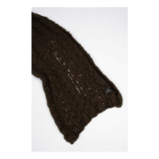 RARE Yohji Yamamoto Brown Heavy Knitted Cobweb Wool Scarf image {1}