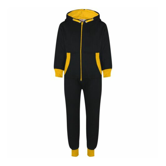 Kids Boys Girls Fleece Contrast A2Z Onesie One Piece Yellow All In One Jumpsuits image {2}