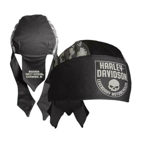 Harley-Davidson Men's Camo Willie G Skull Polyester One Size Headwrap - Black image {2}