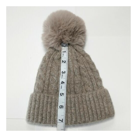 Kids Beanies hats The Accessory Collective tan winter snow caps w/ ball knitted  image {4}