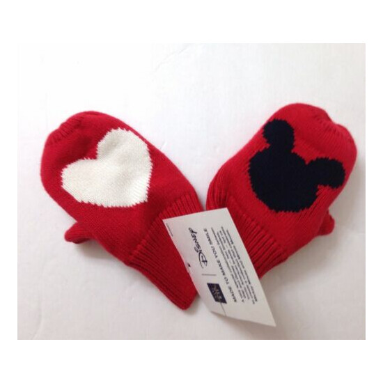 Baby Gap 12-24 month MICKEY MOUSE HEART/LOVE MITTENS Winter Knit Glove XS/S 11cm image {1}