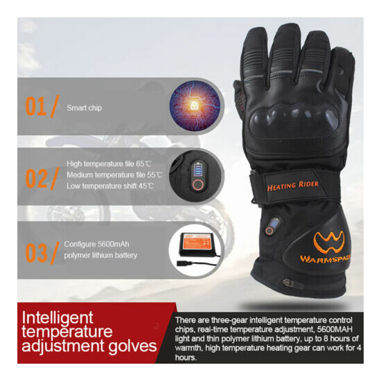 M/XL Rechargeable Battery Winter Electric Heated Gloves Motorcycle Hand Warmer  image {5}