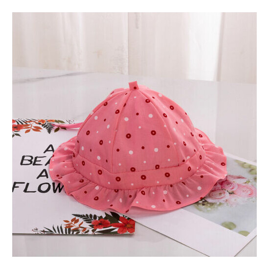 Baby Girls Floppy Sun Hat with Wide Brim Polka Dot Sun Protection Cap Summer image {2}