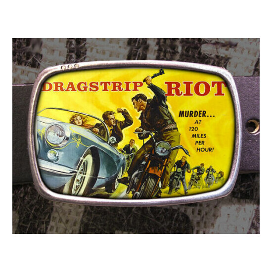 Drag strip Riot Vintage inspired Art Gift Belt Buckle image {1}