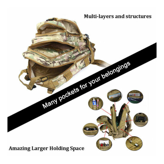 30L Outdoor Military Molle Tactical Backpack Rucksack Camping Bag Travel Hiking image {7}