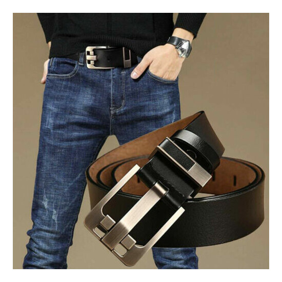 Men’s belts Full Grain Genuine Leather Casual Dress Jeans Belts for Men cinturon image {1}