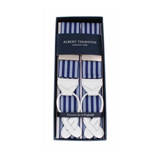NWT ALBERT THURSTON BRACES suspenders stripe rigid 1.58" luxury handmade England Thumb {1}