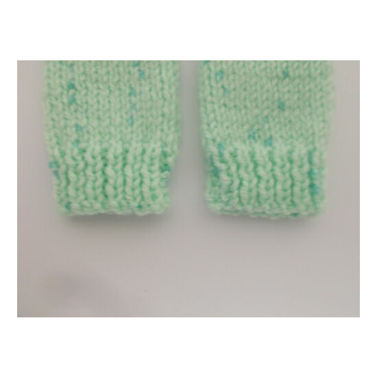 Hand Knitted Baby Mittens Twinkle Print Sparkly Mint Green 0-3 months  image {2}