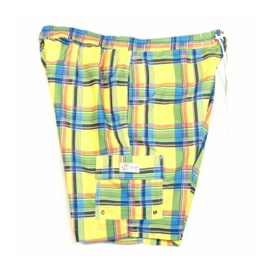 Chaps Yellow Plaid Brief Lined Swim Trunks Boardshorts Men's NWT image {2}