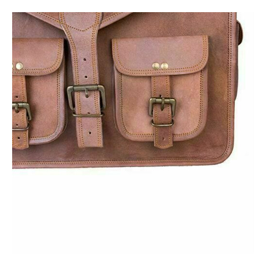 Men's Handmade Leather Vintage 18" Laptop Suitcase Bag Satchel Messenger image {2}