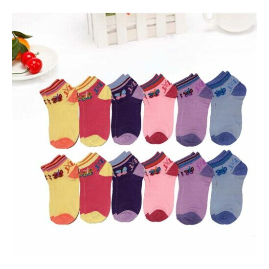 Lot 6 12Pairs Kids Crew Ankle Socks Toddler Boy Girl Casual Multi Color Size 0-8 image {4}