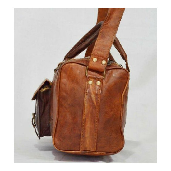 New Leather Genuine Travel Men Gym Vintage Weekend Luggage Overnight Duffel Bag image {4}