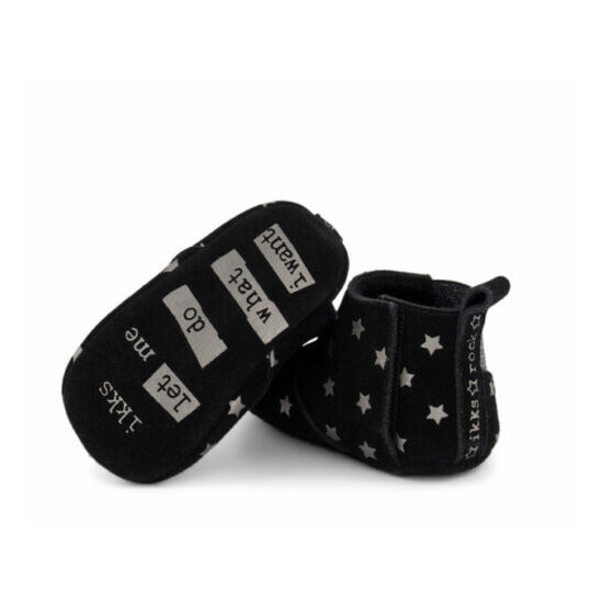 IKKS black suede star print crib shoes size 17/18 baby shower gift image {4}