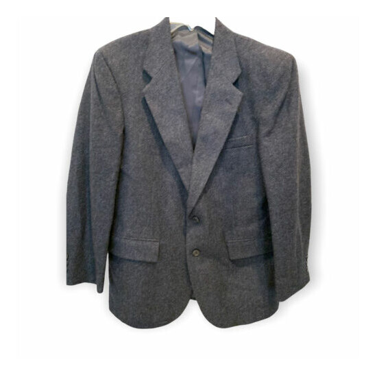 Executive Collection Sport Coat Men’s 40S Blue Gray Tweed Flap Pockets Blazer image {1}