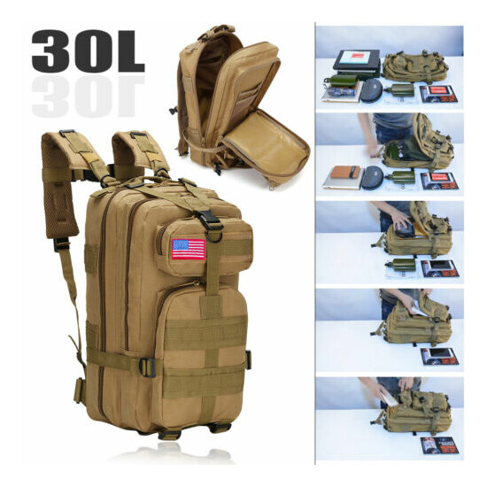30L Outdoor Military Molle Tactical Backpack Rucksack Camping Bag Travel Hiking image {8}