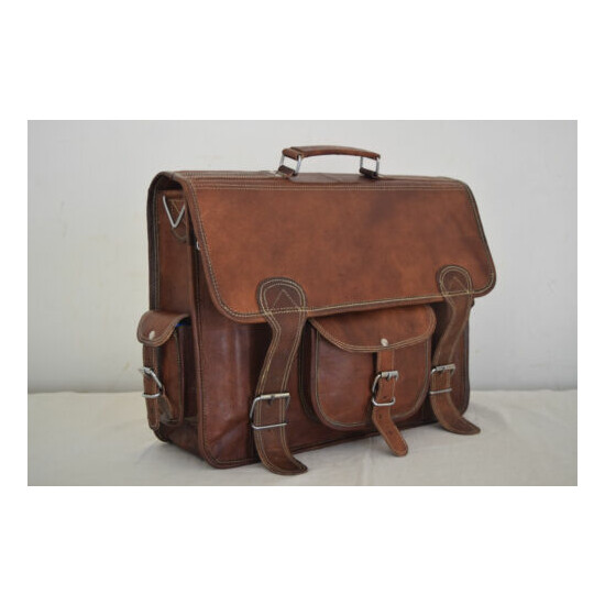 Briefcase Messenger Bag 17 In Laptop Satchel Office Shoulder Bag Vintage Leather image {1}