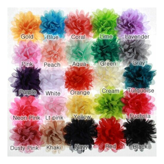 120PCS 3.9" 9.8CM Big Chiffon Flowers For Girls Headbands Fabric Puff Flower image {2}