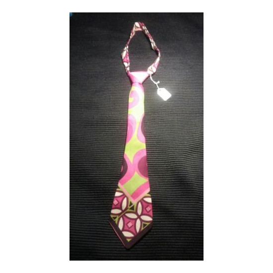 Laa Tee Daa Childrens Neck Tie Pink Green Purple Necktie 12" New image {1}