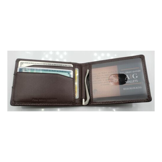AG Wallets Mens Leather Bifold Wallet, RFID, Slim Design, Minimalist Money Clip  image {3}