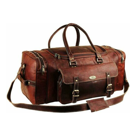 Vintage Leather Travel Luggage Duffel Gym Bag Overnight Weekender Crossbody Bag image {3}
