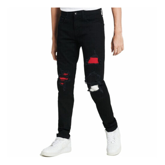 Mens Ripped Distressed Skinny Jeans Denim Pants Casual Stretch Slim Fit Trousers image {5}