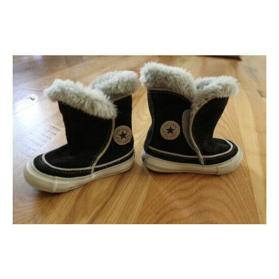 Converse All Star Beverly Black Suede Boot Toddler Infant Size 4 Hook & Loop  image {5}
