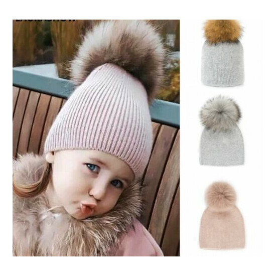 Baby Hat Beanie Winter Cap Warm Kids Toddler Knit Boy Girl Scarf Girls Fur Set  image {1}