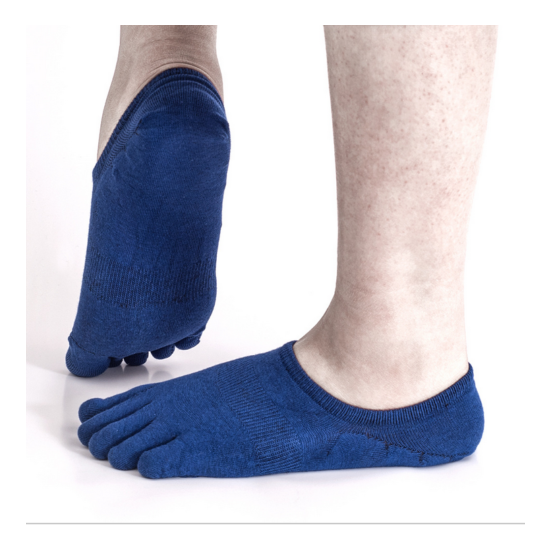 6 Pack Men Combed Cotton Five Finger Toe Socks Sport Ankle No Show Casual Solid image {3}