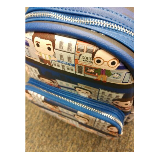 Loungefly Seinfeld Chibi City Characters Mini Backpack Bag Purse Blue Funko NWT image {3}
