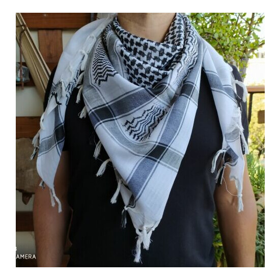 Original Palestinian Keffiyeh Shemagh Arab Hatta 100% Cotton Desert Arafat Scarf image {1}