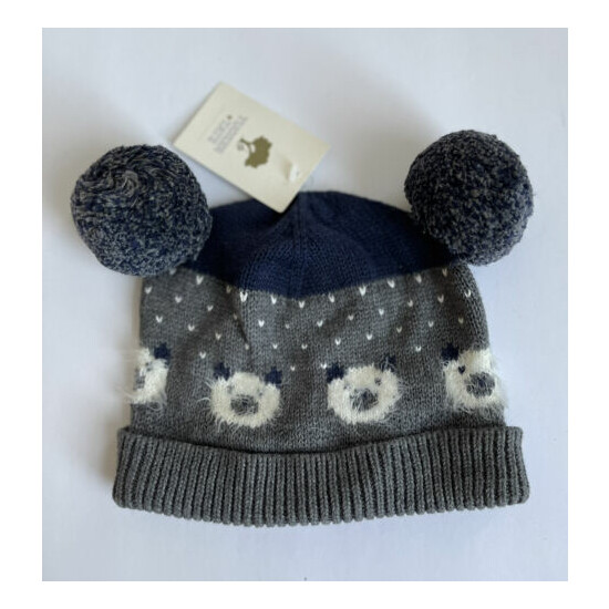 NWT Tucker+Tate Toddler Baby 12-24 M Pom Bear Hat Grey Heather Beanie Knit Warm  image {1}