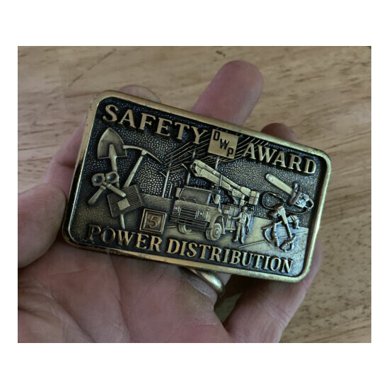 DWP 5 Year Safety Award Belt Buckle Utility Coal Electric Collector Osten Metal image {1}