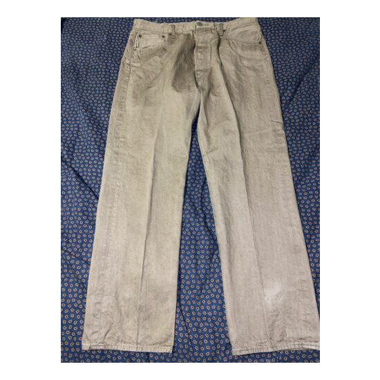 LEVIS 501 Button-Fly Straight Leg Men's 38x32 Tan Jeans Very Good Condition EUC image {1}