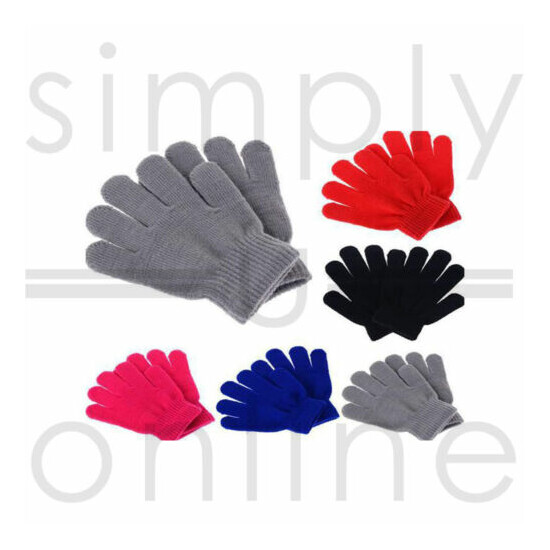 Childrens Kids winter woolly knitted warm stretchy magic gloves Girls Boys image {1}