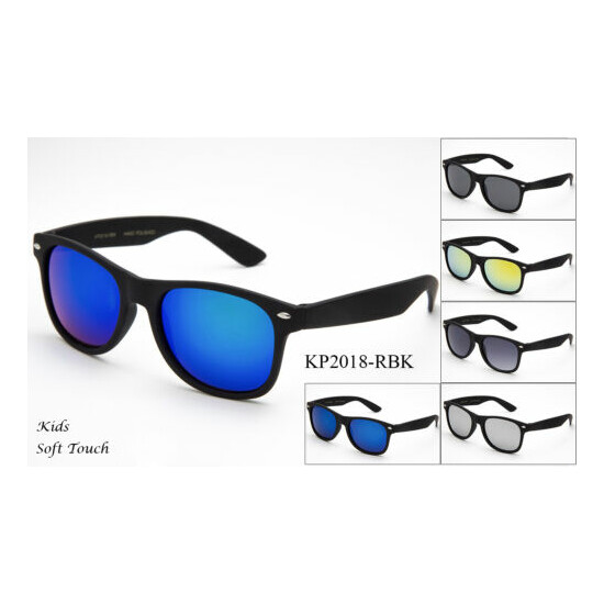 Kids Retro Sunglasses Classic Boys Girls Soft Rubberized Frame Lead Free UV 100% image {1}