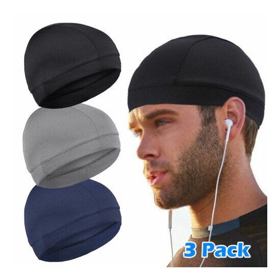 3x Helmet Liner Skull Cap Beanie Sweat Wicking Cycling Sport Quick-dry Hat Wrap image {1}