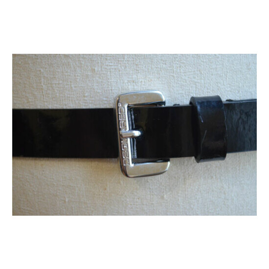 DSQUARED² RARE CLASSIC BLACK PATENT LEATHER THIN BUCKLE BELT S XL image {3}