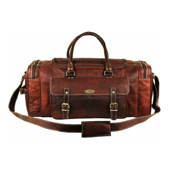 Vintage Leather Travel Luggage Duffel Gym Bag Overnight Weekender Crossbody Bag image {4}