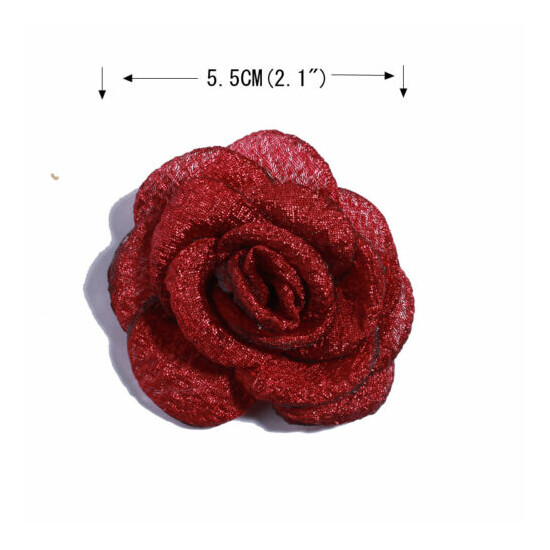 120PCS 5.5CM Artificial Satin Burned Peony Flower For Hairpins U Pick Color image {3}