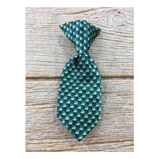 Baby Boys Neck Tie Newborn - 12 Months Green Diamonds Dressy Clip On Suit Tie image {1}