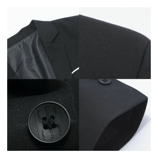 Men's Suit Blazer Jacket Coat Tops Dress Business Work One Button Formal Suits image {4}