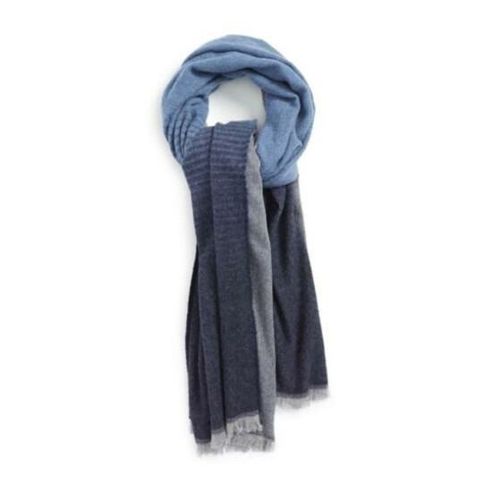 NWT Vince Men blue degrade ombre wool scarf- Made in Italy image {7}