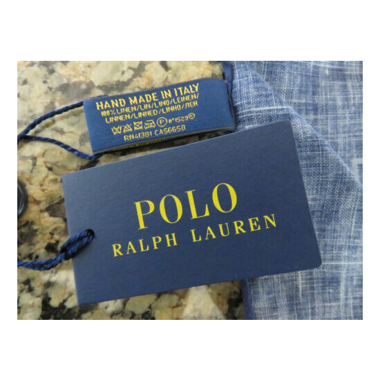 Polo RALPH LAUREN Handkerchief Pocket Square Linen Made in Italy image {4}