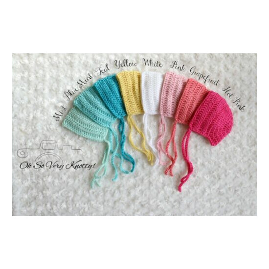 Handmade Crochet Newborn Baby Toddler Bonnet Photo Prop Silky Soft Acrylic Yarns image {2}