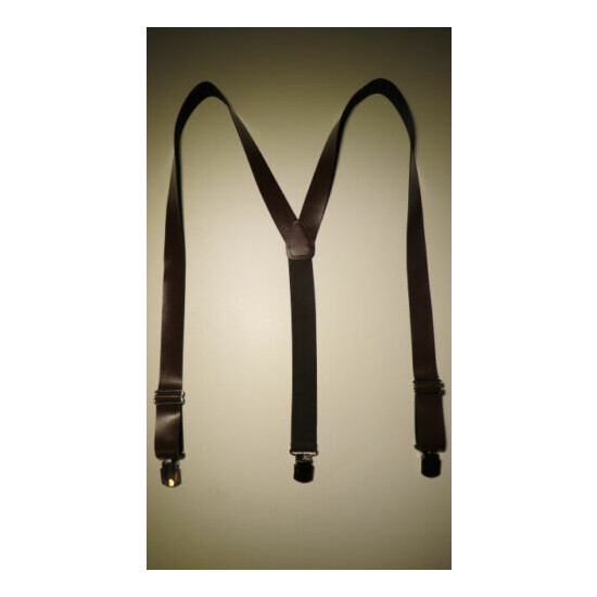 2" WIDE Y STYLE LEATHER Suspenders with 2 Pins and Nylon Teeth USA MADE image {3}