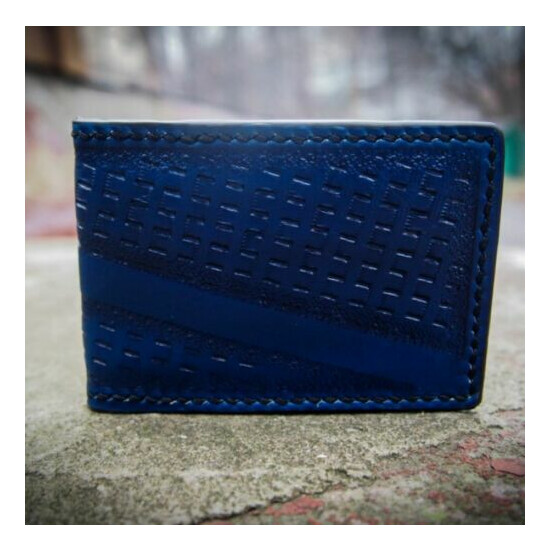 Men's Handmade Leather Passport cover Blue Unisex image {1}